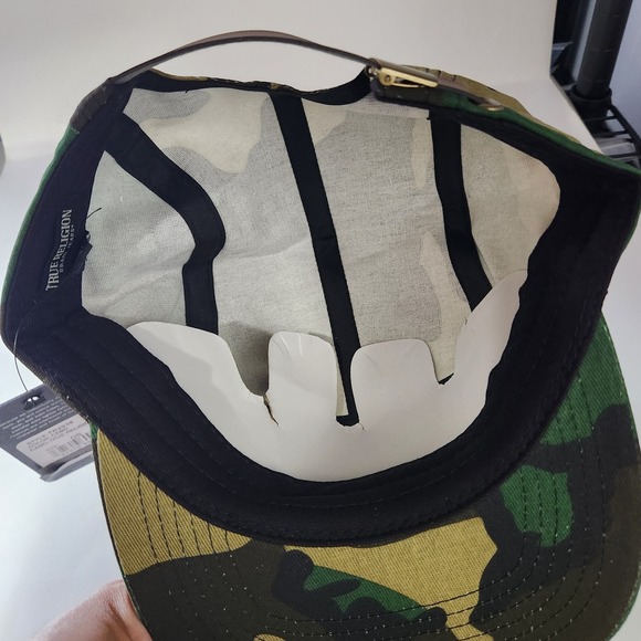 True Religion Hat Strap Back Camo Camouflage Patch Mens One Size Green New - Picture 5 of 5
